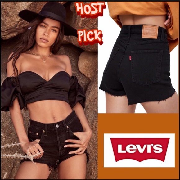 Levi's Pants - BLACK 501 LEVIS HIGH-RISE CUT-OFF SHORTS Sz 28